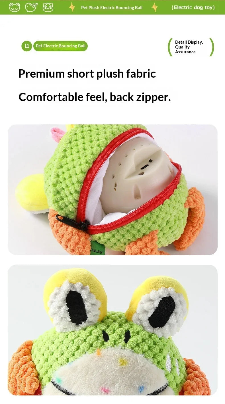 Kawaii Interactive Dog Toy Electric Plush Jumping Ball Squeaky Bite Resistant Self Entertaining Boredom Relief For Cute Dogs