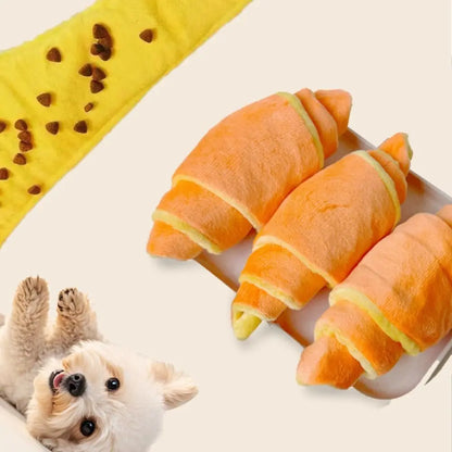 Soft Croissant Dog Toy Dog Training Bite Resistant Dog Treat Dispenser Mental Stimulation Puppy Puzzle Toy Feeding Activity
