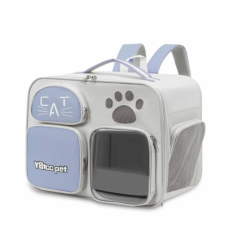 Cat bag, double shoulder, universal in all seasons, anti-stress portable breathable pet bag, portable when going out in summer