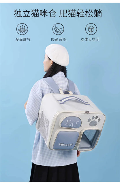 Cat bag out portable breathable lightweight large capacity pet supplies anti-stress space capsule double shoulder cat bag