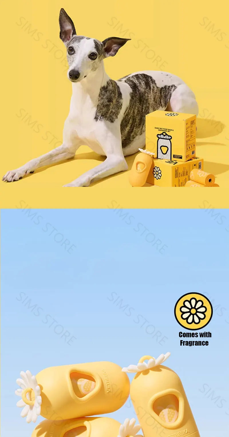 Flower Capsule Dog Poop Bag Dispenser Set Scented Portable Outdoor Walking Pet Waste Bag Holder For Dog Cat Litter Garbage Clean