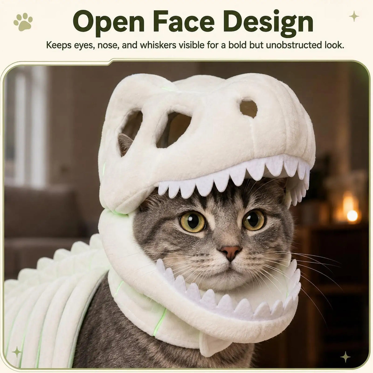 3D Skeleton Pet Dinosaur Costume Realistic Dinosaur Skeleton Costume Wearable Cat/Dog Halloween Costumes Pet Dino Hood Outfits