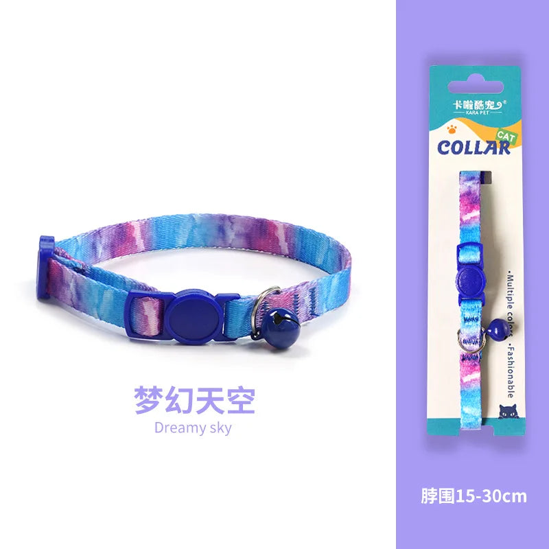 Cat Collar, Kitten Woven Necklace, Neck Collar with Bell, Anti-Choking, Adjustable, Comfortable, Safety Buckle, Pet Accessory