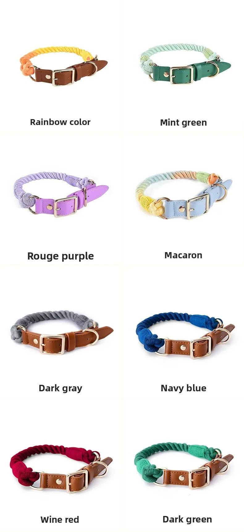 Loudik Woven Cotton Rope Pet Dog Traction Rope Collar Set Dog Rope Medium and Large Dog Pet Supplies Outgoing Puppy Accessories