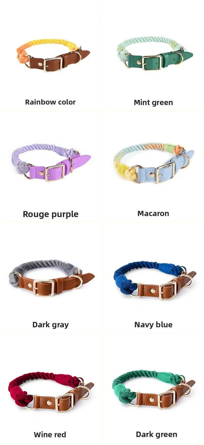 Loudik Woven Cotton Rope Pet Dog Traction Rope Collar Set Dog Rope Medium and Large Dog Pet Supplies Outgoing Puppy Accessories