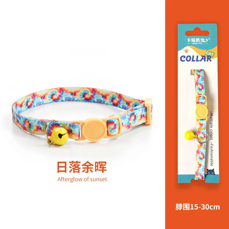 Cat Collar, Kitten Woven Necklace, Neck Collar with Bell, Anti-Choking, Adjustable, Comfortable, Safety Buckle, Pet Accessory